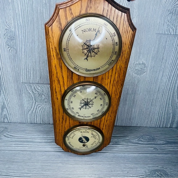 Vintage Weather station barometer thermometer hygrometer barometer wooden frame - Picture 15 of 16